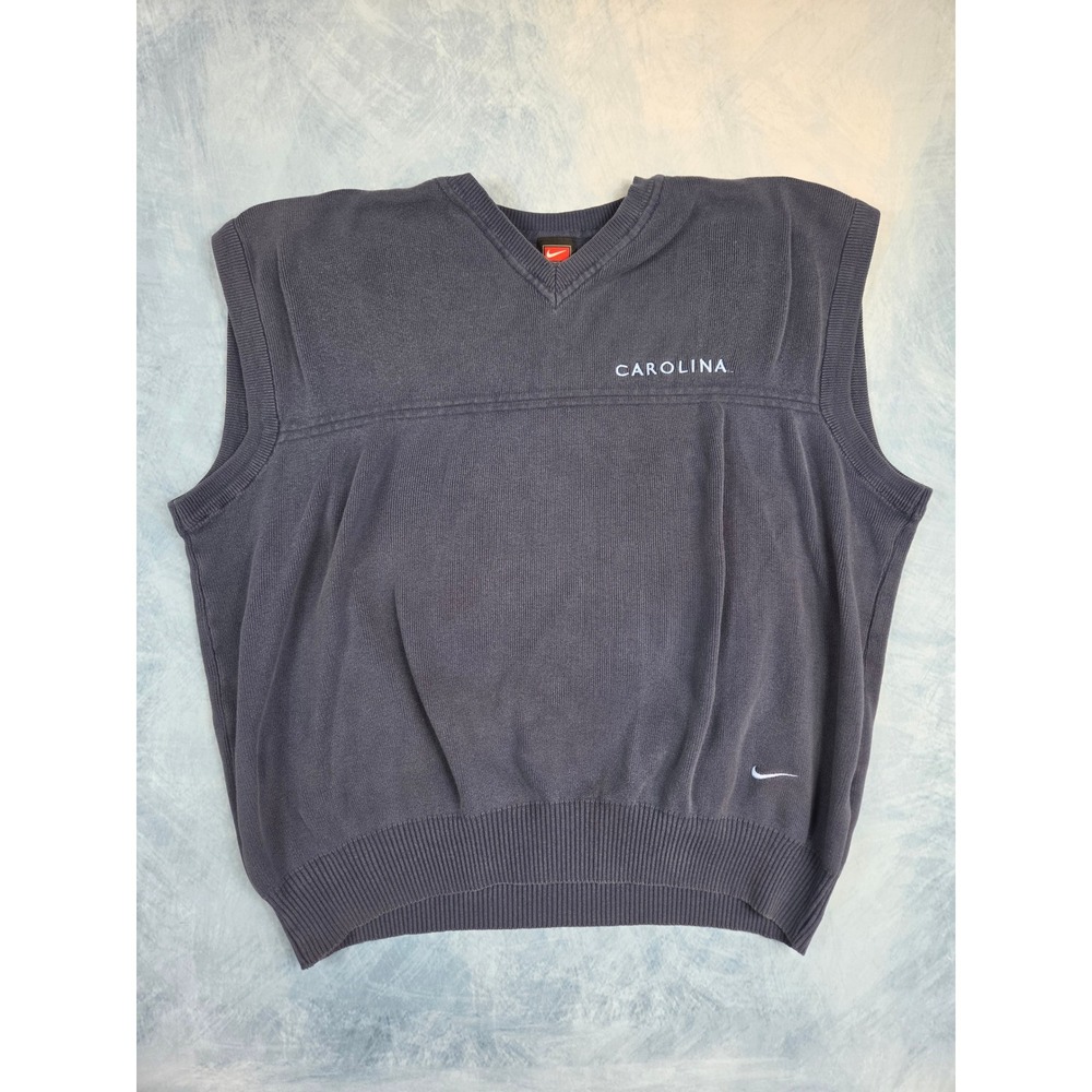 Vintage Nike Team Men's Sweater Vest L Navy UNC Carolina Tar Heels V-Neck